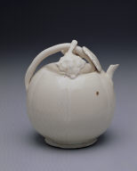 Gourd-shaped ewer with vine handle in white glaze