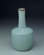 Paper mallet-shaped vase with feng-hua inscription in light bluish-green glaze