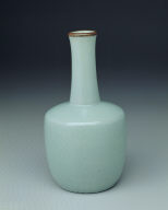 Paper mallet-shaped vase with feng-hua inscription in light bluish-green glaze