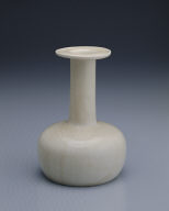 Bottle with long neck and flat-rimmed mouth in white glaze
