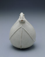 White-glazed ewer in the shape of a leather pouch