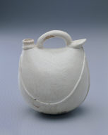White-glazed ewer in the shape of a leather pouch