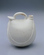 White-glazed ewer in the shape of a leather pouch
