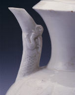 Pitcher with white glaze and dragon spout