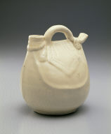 White-glazed ewer in the shape of a leather pouch