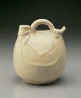 White-glazed ewer in the shape of a leather pouch