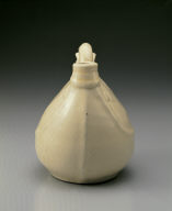 White-glazed ewer in the shape of a leather pouch