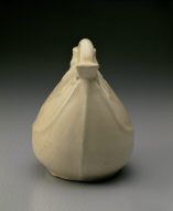 White-glazed ewer in the shape of a leather pouch