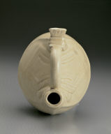White-glazed ewer in the shape of a leather pouch