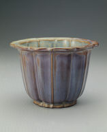 Lotus-shaped planter with grape-purple glaze