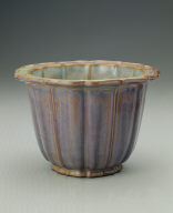 Lotus-shaped planter with grape-purple glaze