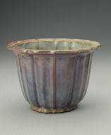 Lotus-shaped planter with grape-purple glaze