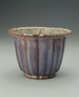 Lotus-shaped planter with grape-purple glaze