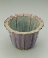 Lotus-shaped planter with grape-purple glaze