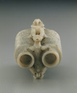 Jade adjacent cup. Imitation of Han bronze. Carving of eagle and bear used as a pun on the words Ying (falcon) and Xiong (bear)