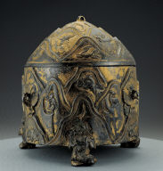 Gilt animal-footed Zun with landscape scenes
