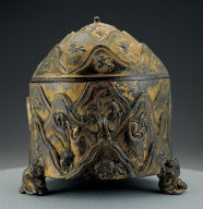 Gilt animal-footed Zun with landscape scenes