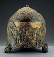 Gilt animal-footed Zun with landscape scenes