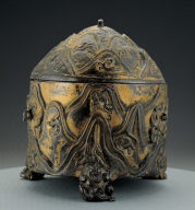 Gilt animal-footed Zun with landscape scenes