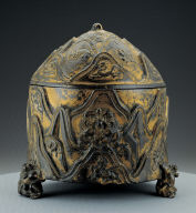Gilt animal-footed Zun with landscape scenes