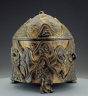 Gilt animal-footed Zun with landscape scenes