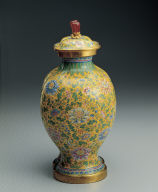 Painted enamel joined covered jars