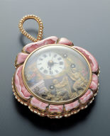 Pocket watches with painted enameled roses decoration