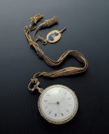 Pocket watch with painted enameled figures decoration