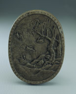 Inkstone with landscape of the Orchid Pavilion, Yao River stone