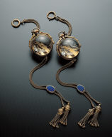 Pair of transparent globular pocket watches