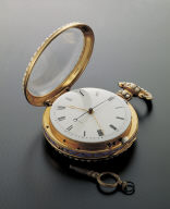 Pocket watches with painted enameled floral decoration