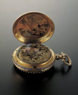 Pocket watches with painted enameled floral decoration