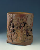 Bamboo brush-holder of three-pines and maids