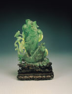 Jade flower receptacle in the shape of a horned fish