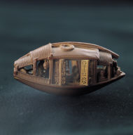 Carved olive-stone boat