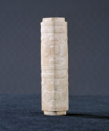 Jade cong-shaped tube with monster mask design