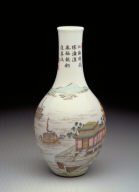Vase with dragon boats design in fa-lang-cai enamels