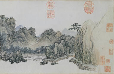 Misty Stream and Mountains