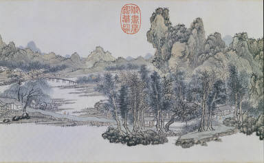 Misty Stream and Mountains