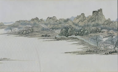 Misty Stream and Mountains