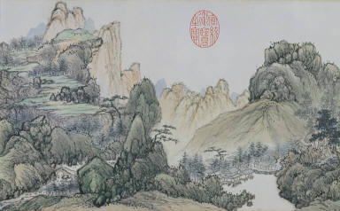 Misty Stream and Mountains