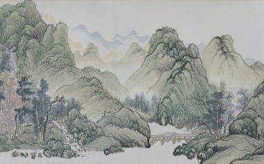 Misty Stream and Mountains