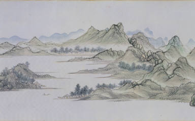 Misty Stream and Mountains