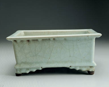 Rectangular basin with light bluish-green glaze