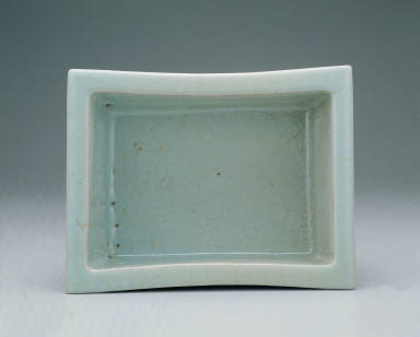 Rectangular basin with light bluish-green glaze