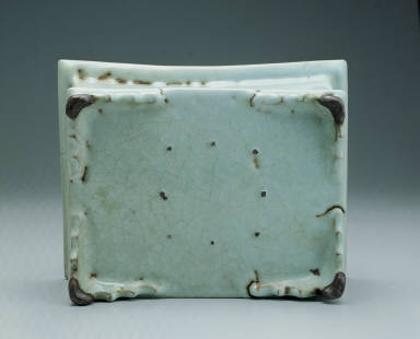 Rectangular basin with light bluish-green glaze