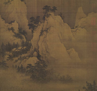 Snow at Dusk over Mountains and River