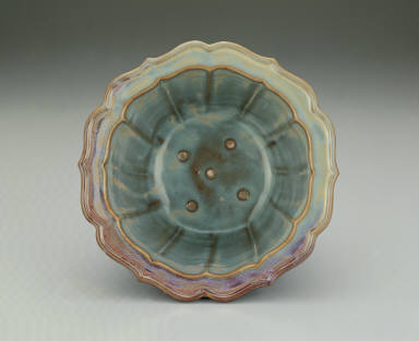 Lotus-shaped planter with grape-purple glaze