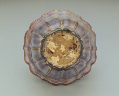 Lotus-shaped planter with grape-purple glaze