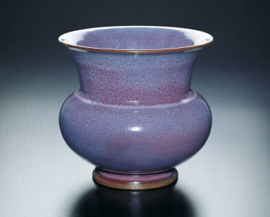 Planter with blue and violet glaze